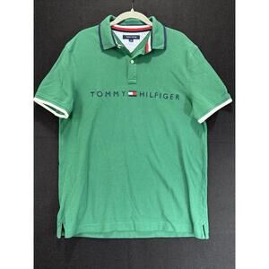 Tommy Hilfiger Mens L THFLEX Regular Fit Logo Short Sleeve Mesh Polo Preppy
